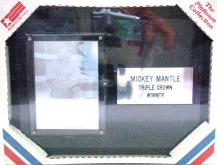 Mickey Mantle #7 - Triple Crown Winner - The Platinum Collection - 6" X 8" Black Marble Plaque