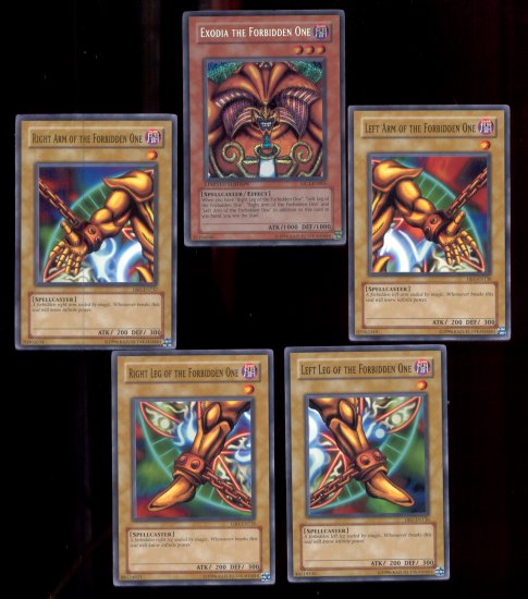 COMPLETE 5 CARD EXODIA THE FORBIDDEN ONE GOD CARD SET DB1, MC1