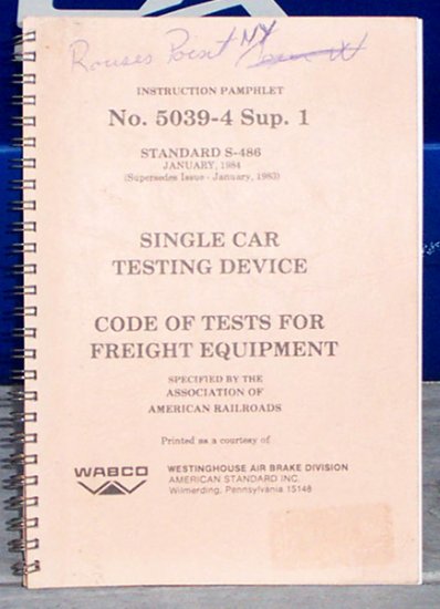 Booklet Railroad Testing Device Single Car - 1984