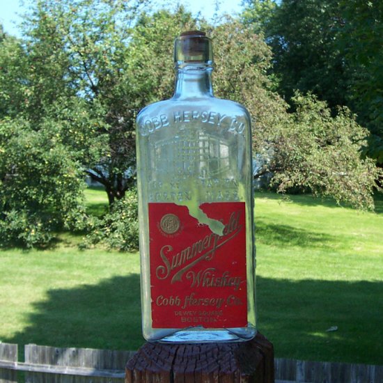 Old Summerfield Whiskey Bottle - Cobb Hersey Co. Boston MA