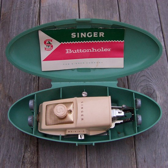 Vintage Singer Buttonholer kit in a box