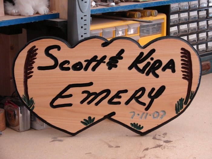 Double Heart Personalized Wood Sign