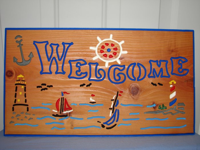 Large Lighthouse Welcome Sign