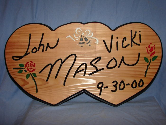 Double Heart Personalized Wood Sign