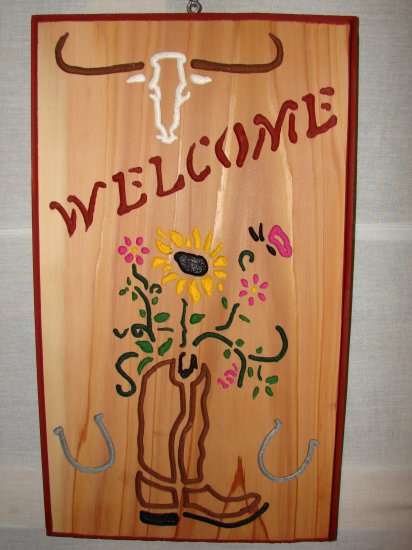 Medium Size Cowboy Boot Welcome Sign