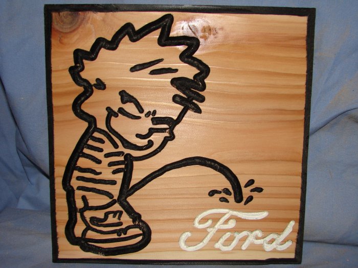 Small 9 x 9 "Piss On" Wood Sign