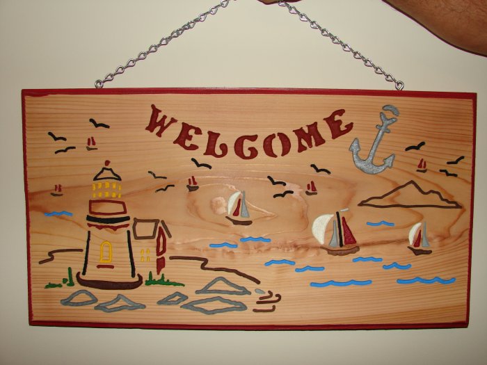 Large Lighthouse Welcome Sign
