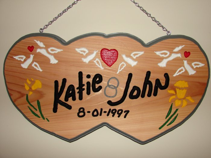 Double Heart Personalized Wood Sign