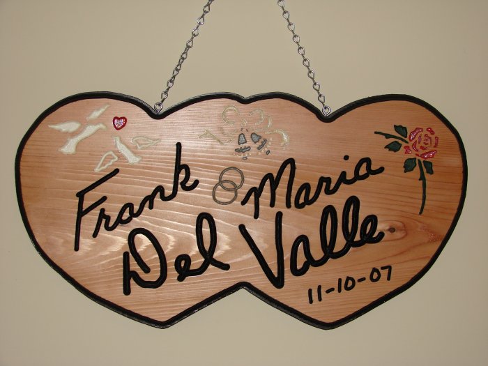 Double Heart Personalized Wood Sign