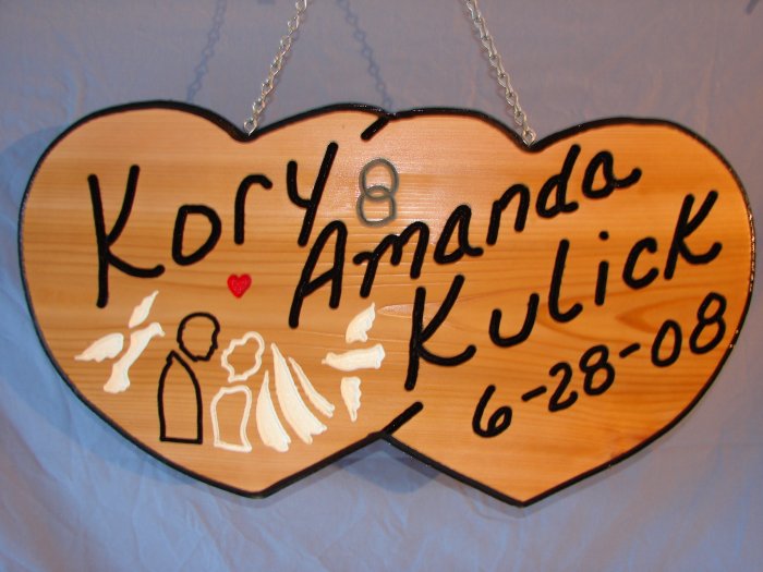 Double Heart Personalized Wood Sign