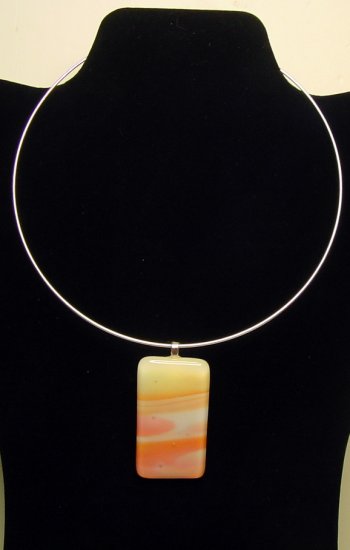 Designed and Handcrafted Aurora Borealis Fused Glass Choker 2 1/2" Pendant