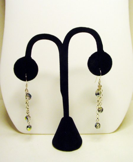 Handcrafted 2 1/2" Swarovsky Chain Earrings 3 Lenghts of Chains