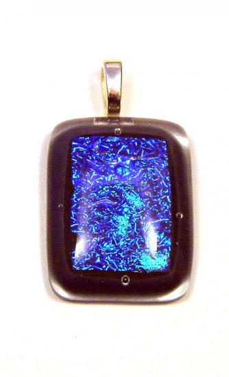 Handcrafted 1 3/4" Gray Sparkles Glass Fused Pendant