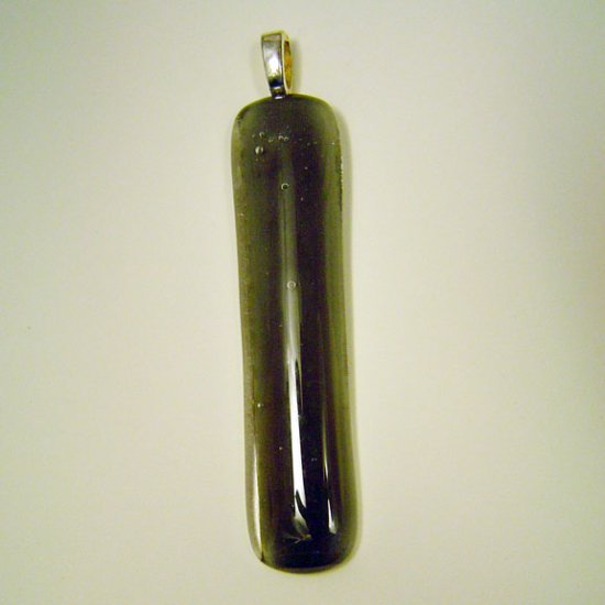 Handcrafted 3 1/4 Long Elegant Fused Glass Gray Pendant
