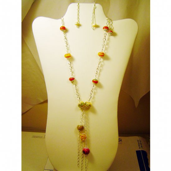 Handcrafted Lamptorched Beads Necklace and Earrings