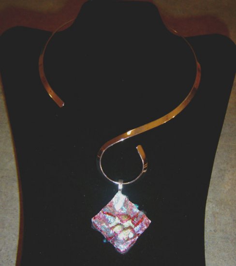 Assorted Free Form Glass Dichroic Pendant with Choker