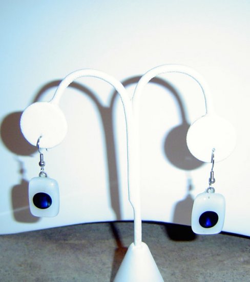 White and Red Designed Glass Earrings