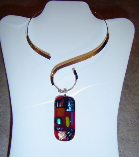 Red with Assorted color Dichroic Glasses Pendant