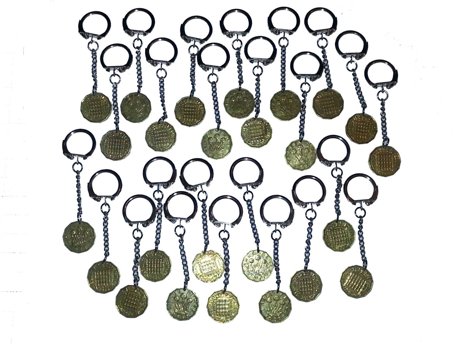 Keyrings 3d Threepence Bulk Job Lot of 25 1937 - 1967 Mauritron #79191.