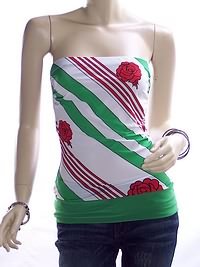 Large Green Wide Contrast Band Hem Tube Top 4901