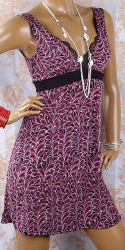 Lace Trim Glittering Sequin Paisley Dress