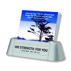 Satin Metal Scripture Card Holder - His Strength For You