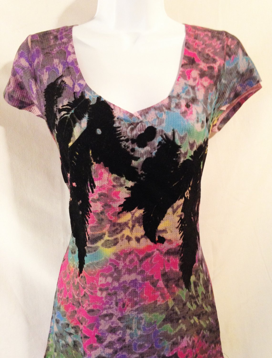 V Neck Multi Colored T-shirt - by: Eyelash Couture