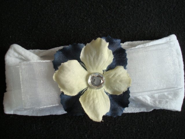 Chelsea BOW/Blue and Cream on White Band