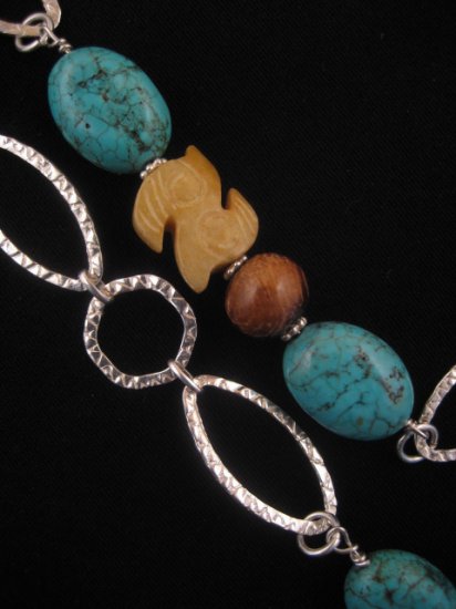 Turquoise, Jade & Wood Necklace : DMD1033