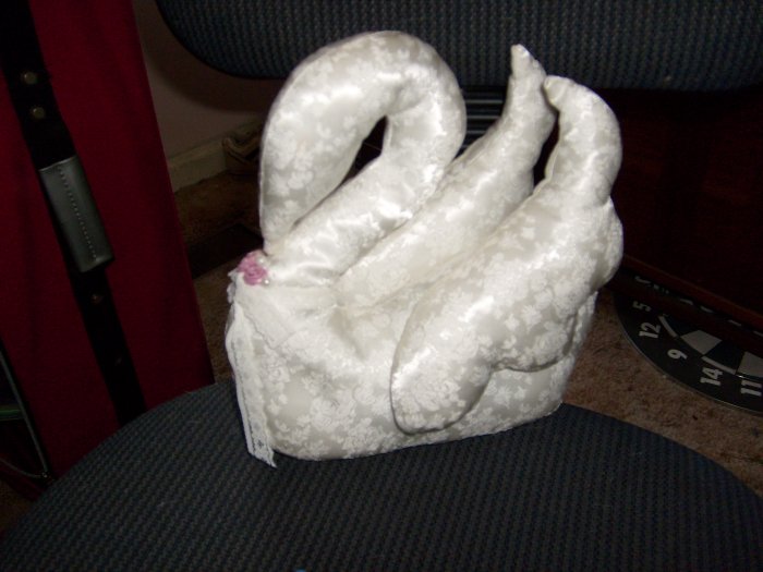 Handcrafted stuffed swans