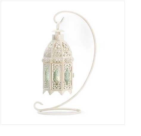 White Fancy Lantern with Stand
