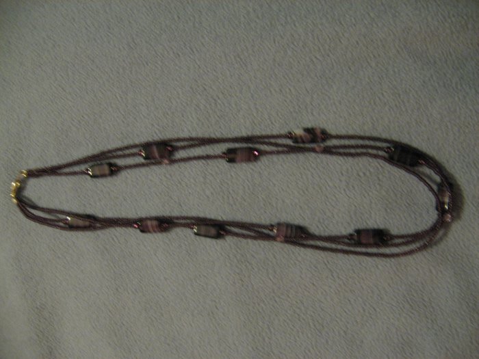 Dark purple stone necklace with Austrian crystals
