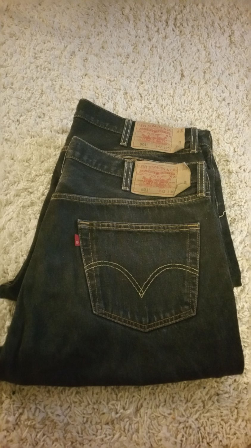 Levi's 501 42x30 Button Fly Jeans - Black