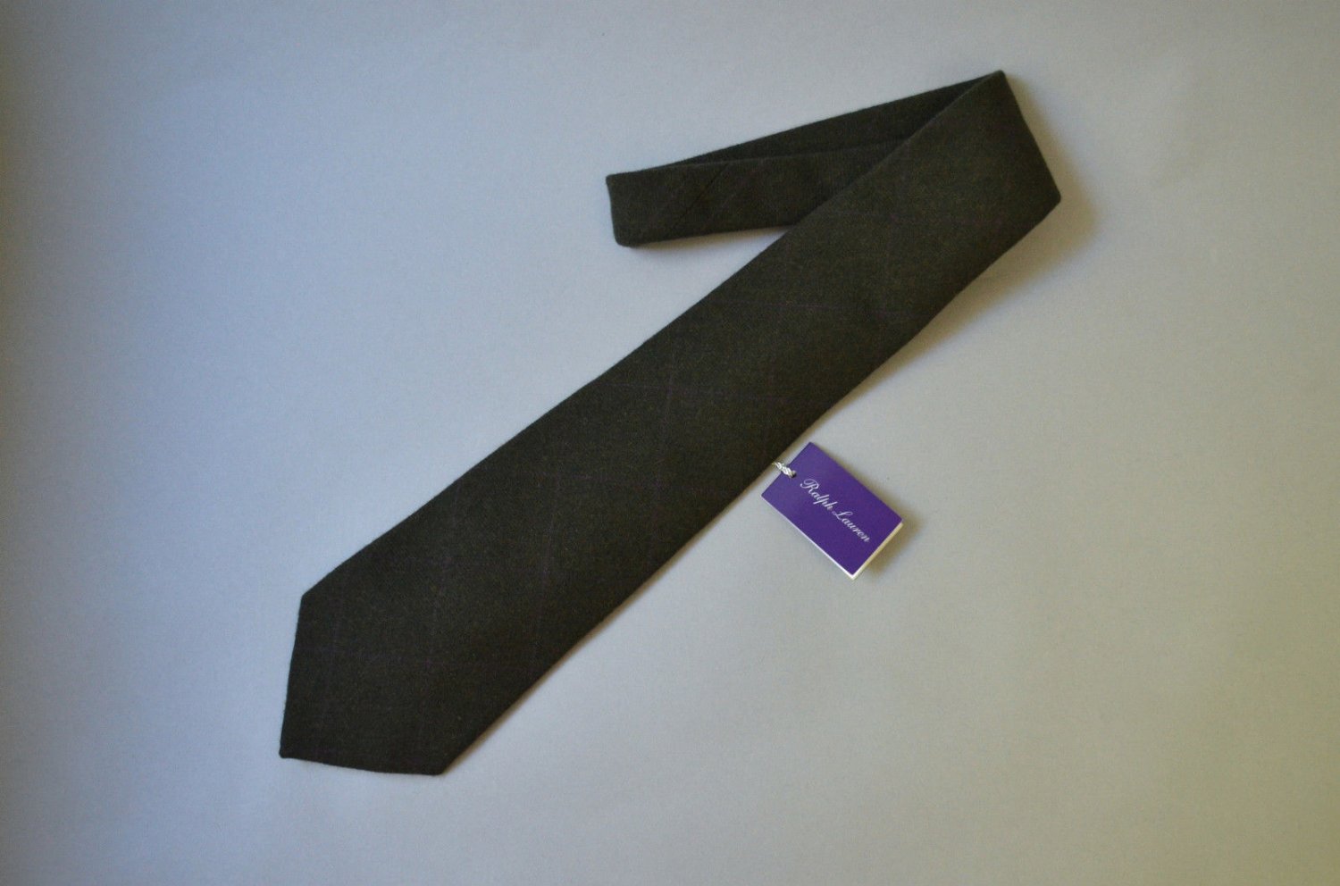 Ralph Lauren Purple Label 100% Cashmere Wide Green Plaid Tie