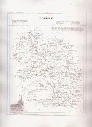 LOZERE FRANCE 1835 Antique Atlas French Map Maps Cartography