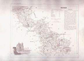 NORD LILLE FRANCE 1835 Antique Atlas French Map Cartography