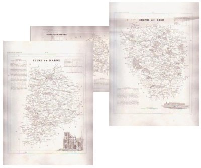 3 1835 MARNE SEINE et OISE France Antique Atlas French Maps