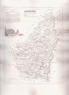 ARDECHE FRANCE 1835 Antique Atlas French Map Maps Cartography