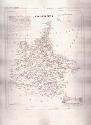 ARDENNES FRANCE 1835 Antique Atlas French Map Maps Cartography