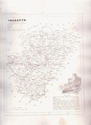 CHARENTE FRANCE 1835 Antique Atlas Map Maps Cartography