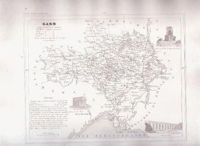 GARD NISMES FRANCE 1835 Antique Atlas Map Cartography
