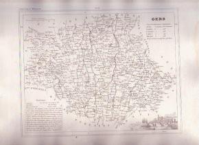 GERS AUCH FRANCE 1835 Antique Atlas Map Cartography