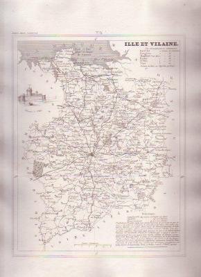 ILLE ET VILAINE FRANCE Antique Atlas Map Cartography