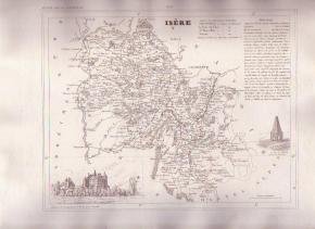 ISERE GRENOBLE FRANCE 1835 Antique Atlas Map Maps