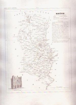 1835 RHONE LYON France Antique Atlas Map Cartography