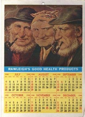 RAWLEIGHS GOOD HEALTH PRODUCTS CALENDAR 1947 1948