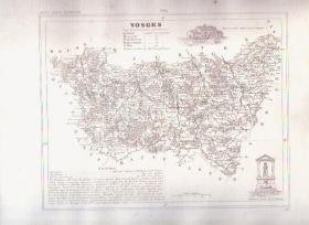 1835 VOSGES France Antique French map Maps Cartography