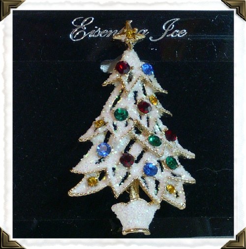 Eisenberg Ice Christmas Tree White Frosted Pin
