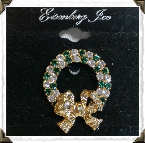 Brooch/Pin ~ EISENBERG ICE Xmas Wreath