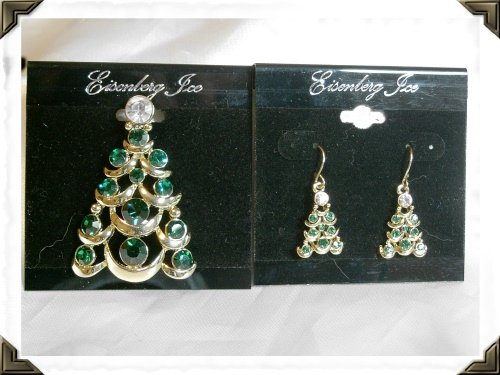 Eisenberg Ice Christmas Pin & Earrings